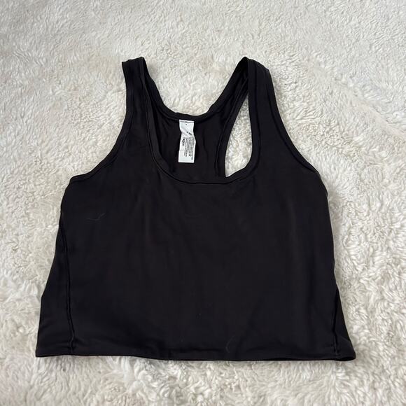 Lululemon Womens Wundermost Ultra-Soft Nulu ScoopNeck Cropped Tank Sz M in Black - Picture 1 of 5